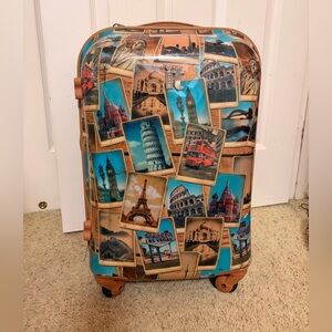 Vintage Postcard Travel Carry On Suitcase
